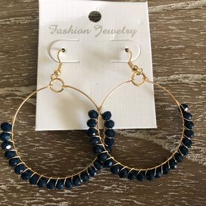 Beaded drop earrings navy blue